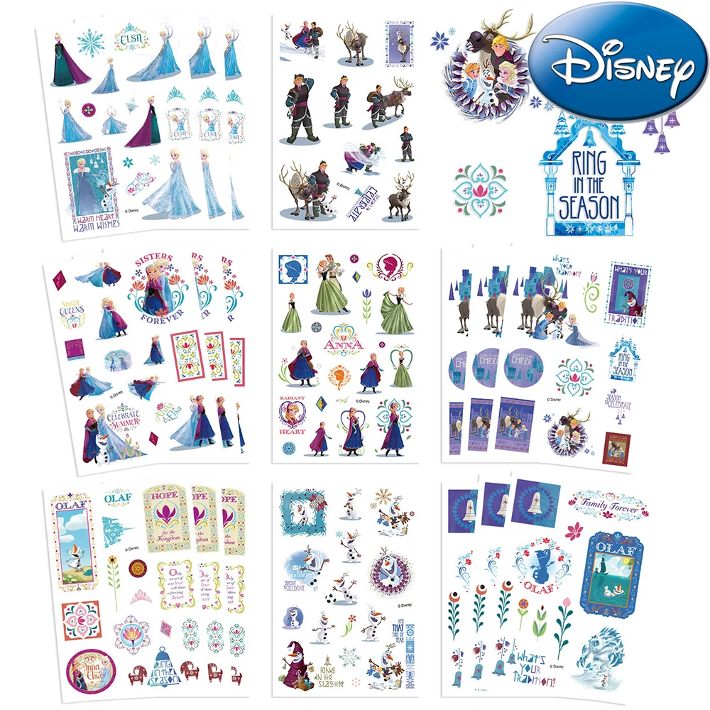 8/16sheets Cute Disney Feozen Anime Stickers Princess Elsa Aesthetic Decal Toy DIY Stationery Laptop Phone Kid Girl Gift Sticker