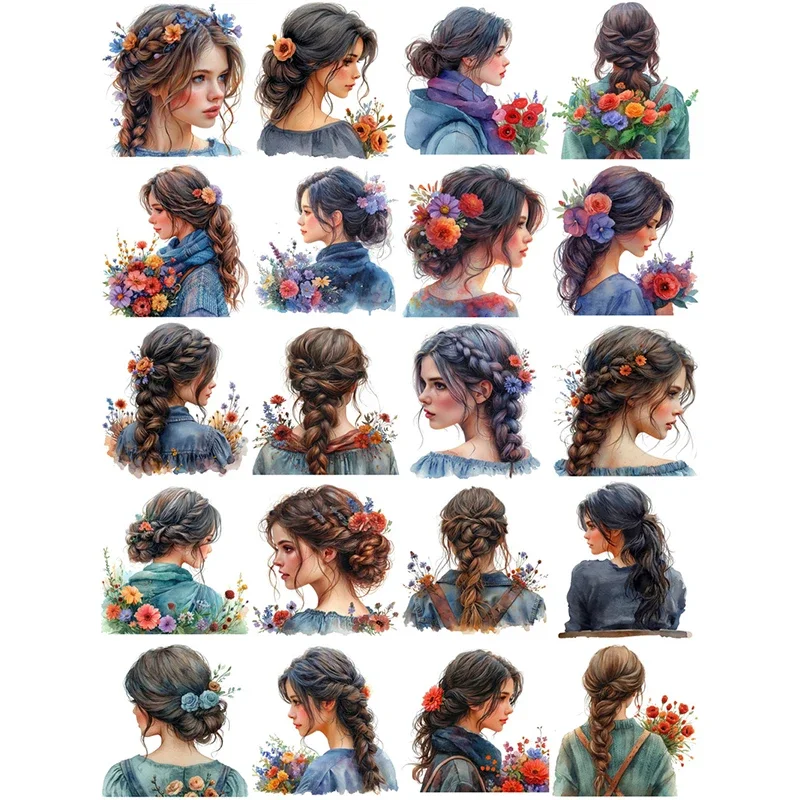 20Pcs/Pack Girl's Profile Sticker DIY Craft Scrapbooking Album Junk Journal Decorative Stickers