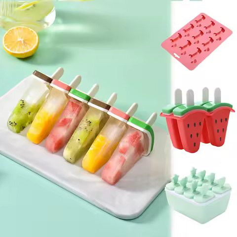 Popsicle Molds 6/8 Grid Ice Pop Molds Food Grade Silicone Ice Cream Mold DIY Homemade Reusable Easy Release Ice Pop Make