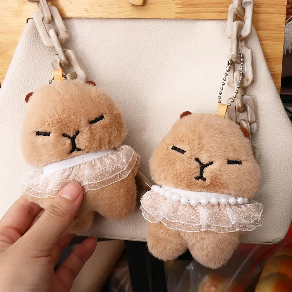 Funny Cartoon Tutu Capybara Keychain Plush Stuffed Toys Plush Doll Keychain Soft Guinea Pig Pendant Kids