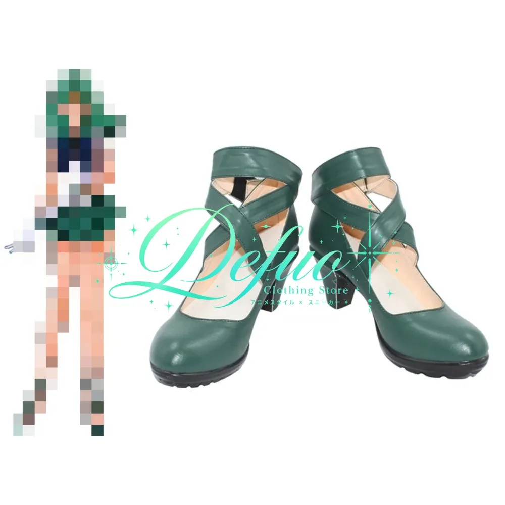 Kaiou Michiru Cosplay Shoes Dark Green Custom Boots for Women Costume Events Halloween Parties and Stage Photography