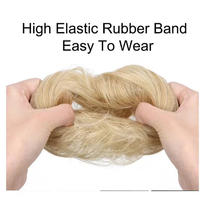 كعكة الشعر الاصطناعية المستقيمة أوبدو شينيون مع وصلة شعر مرنة للنساء إكسسوارات الشعر اليومية الكسولة