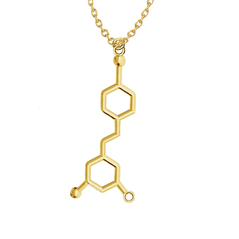 3D Serotonin Adrenaline Caffeine Dopamine Molecule Science Biology Chemical Charm Pendant Necklace Chemistry Fashion Jewelry