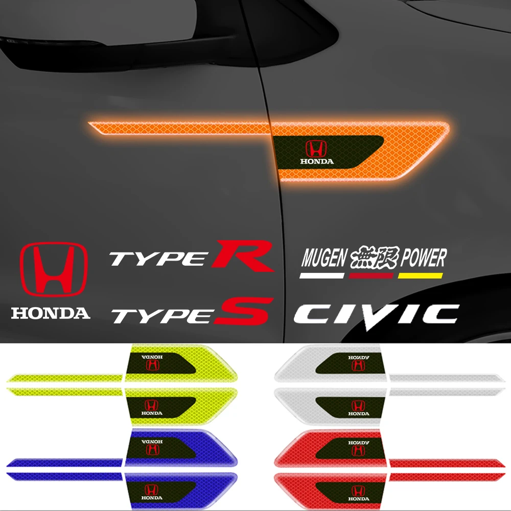 

Car 3D Reflective Logo Auto Body Fender Safety Warning Sticker For Honda CITY CIVIC Mugen INSPIRE Type R Type S VTEC RR Insight