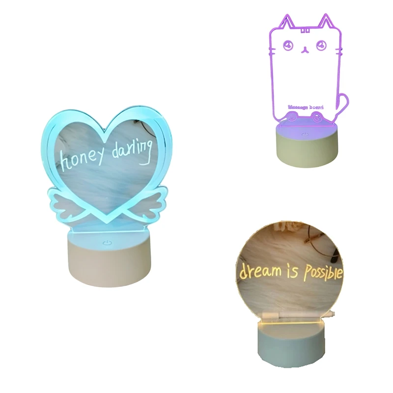 MAKE-Transparent LED Night Light USB Night Light Erasable Writing Board Desktop Decoration