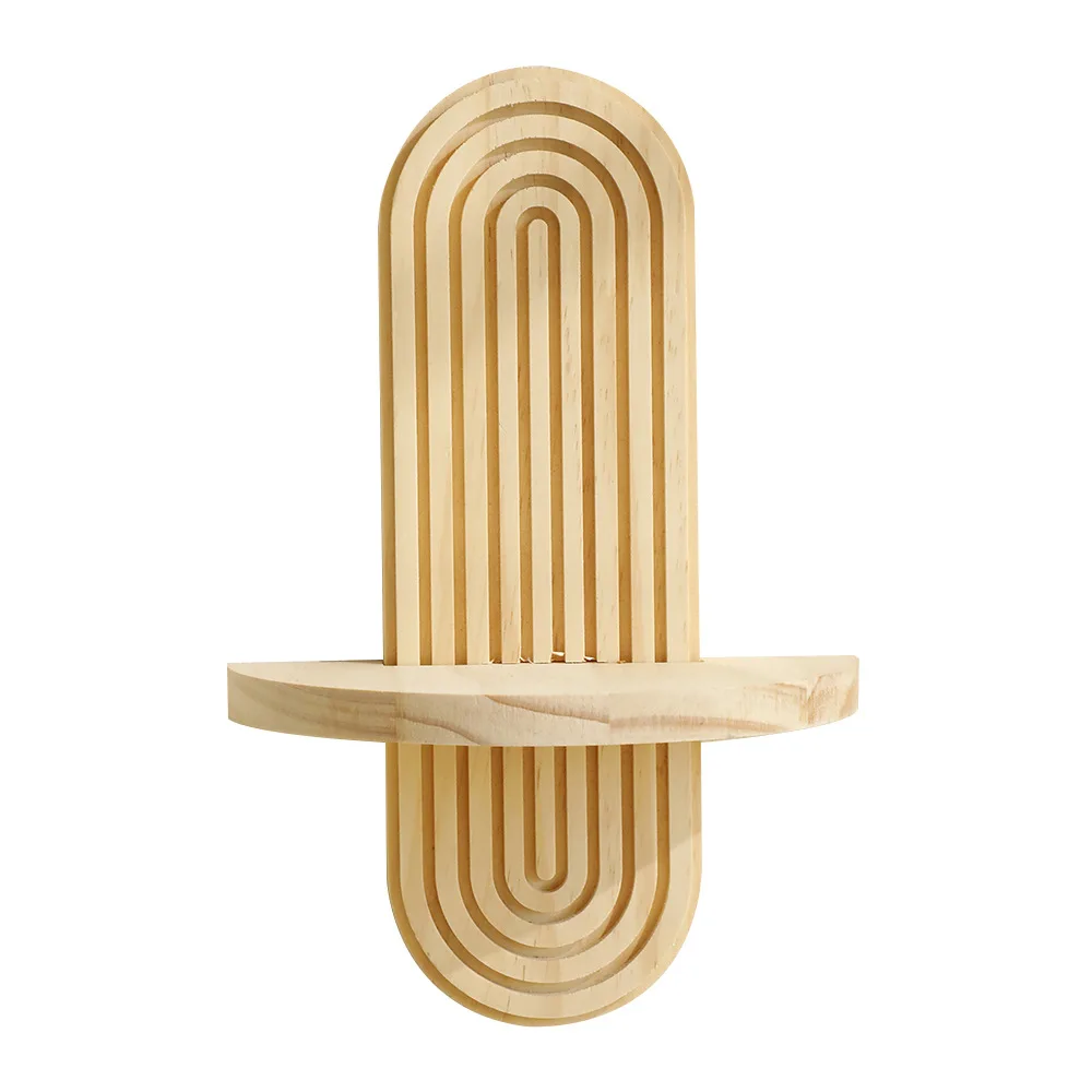 

Bohemian oval thread creative solid wood wall planter rack, wooden crafts home decoration