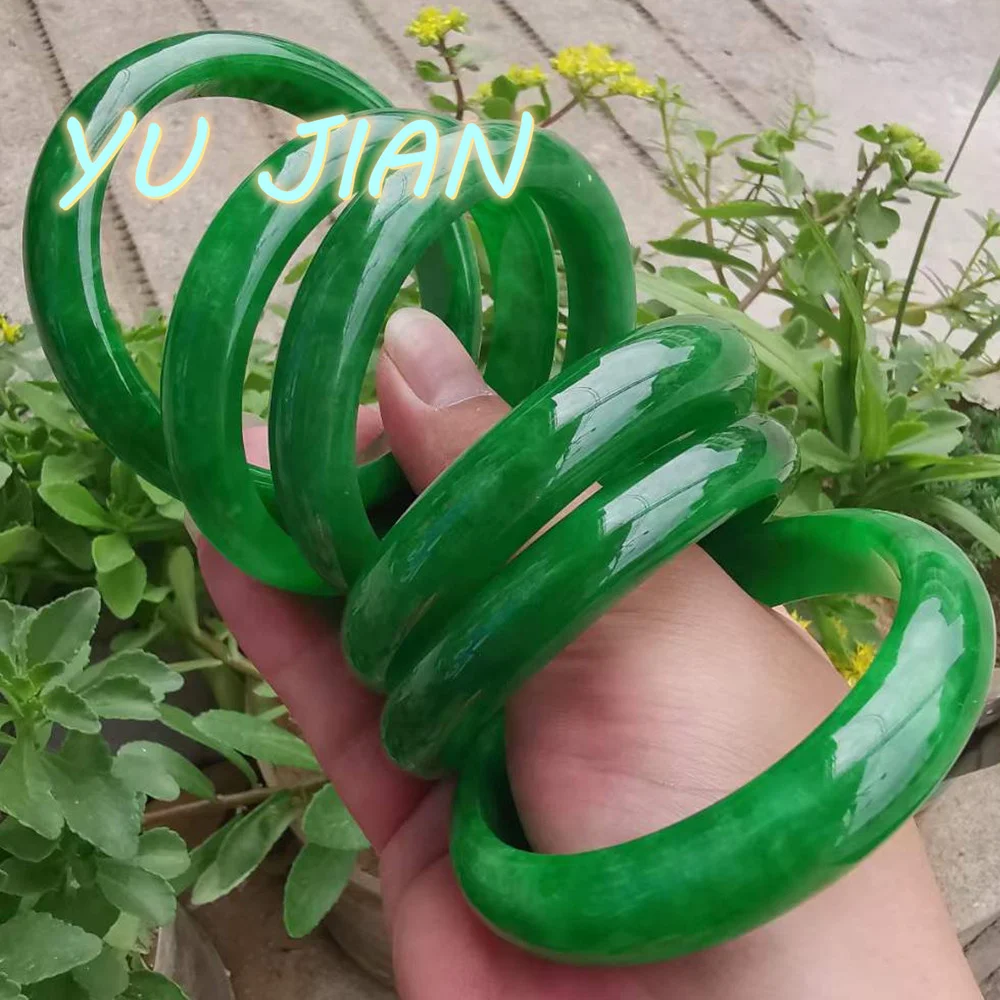 

New High Quality Jewelry Exquisite Noble Green Dry Verdant Jade Bracelet Original Ecological Texture Bangle Fashion Handring