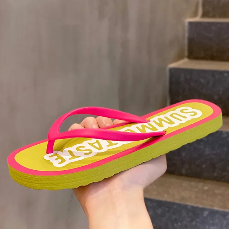

Flip Flops Trendy Summer Outerwear Fashionable Clip On Beach Slippers Anti Slip Couple'S Splint Slippers Leisure Convenience