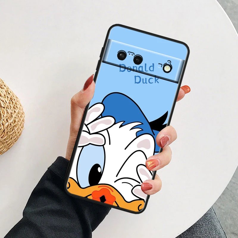 Disney Donald Duck For Google Pixel 9 8A 8 7A 7 6A 6 5A 5XL 5 4A 4XL 4 Pro Black Soft Silicone Phone Case Cover