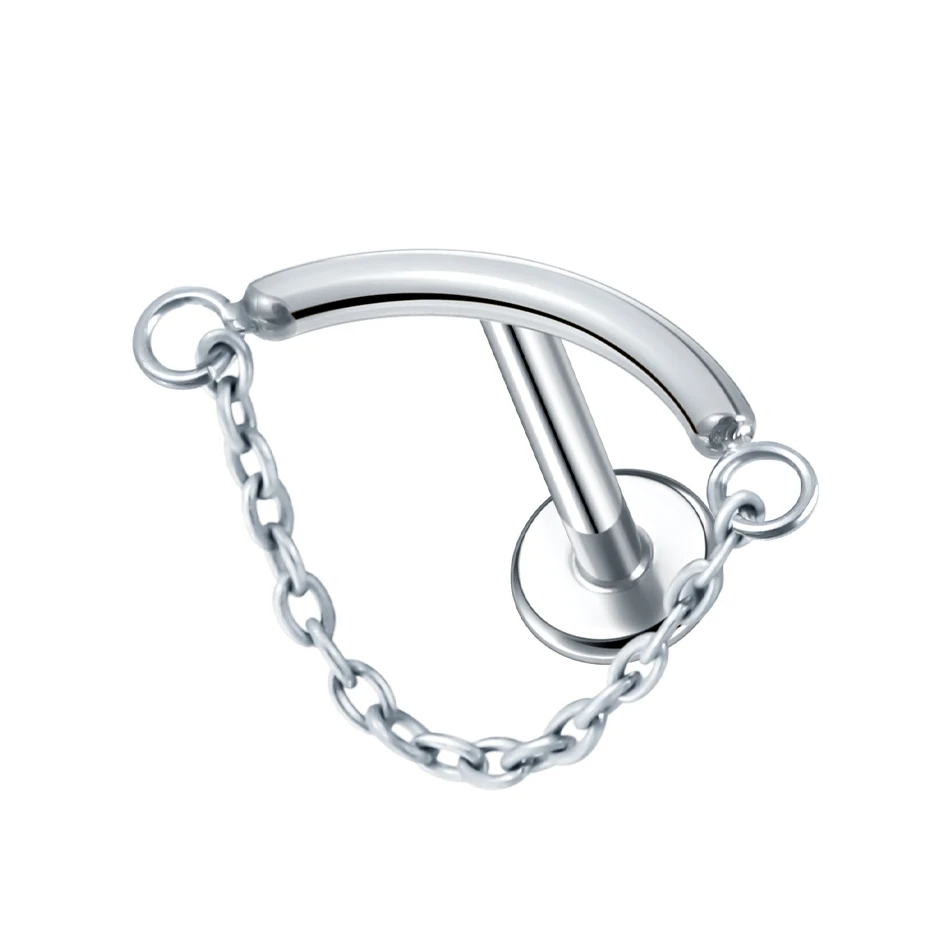 1 PC/5 Stuks Titanium Oorkraakbeen Oorbellen Interne Schroefdraad Piercings Verborgen Helix Stud CZ Drape Chain Flat Terug sieraden 16G