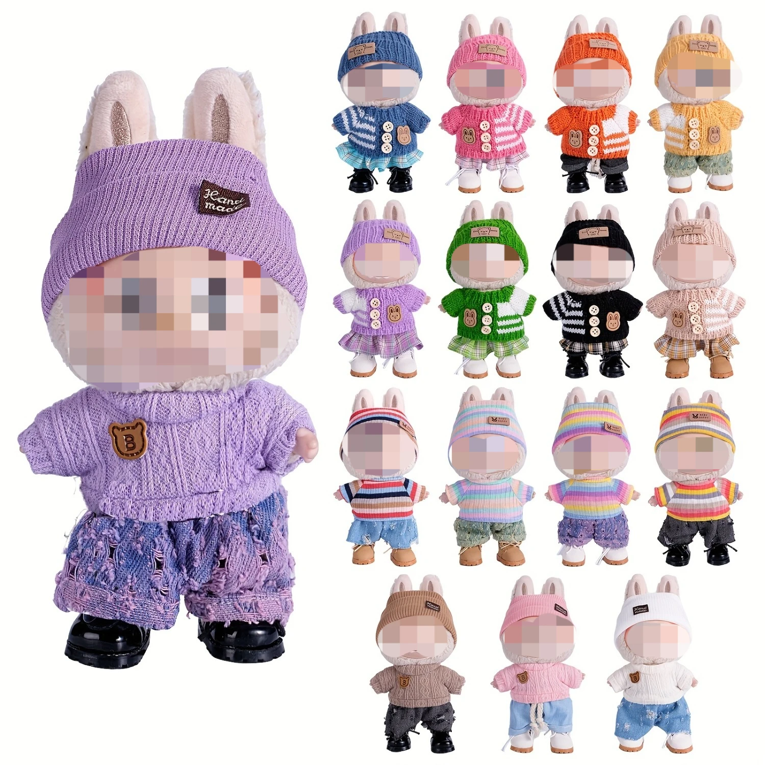 

Doll Outfits Clothes Set for Dolls Kawaii Hat Skirt Pants Outfit Set for 15/17cm Doll Suit Stylish LABUBU Accessories(No Doll)