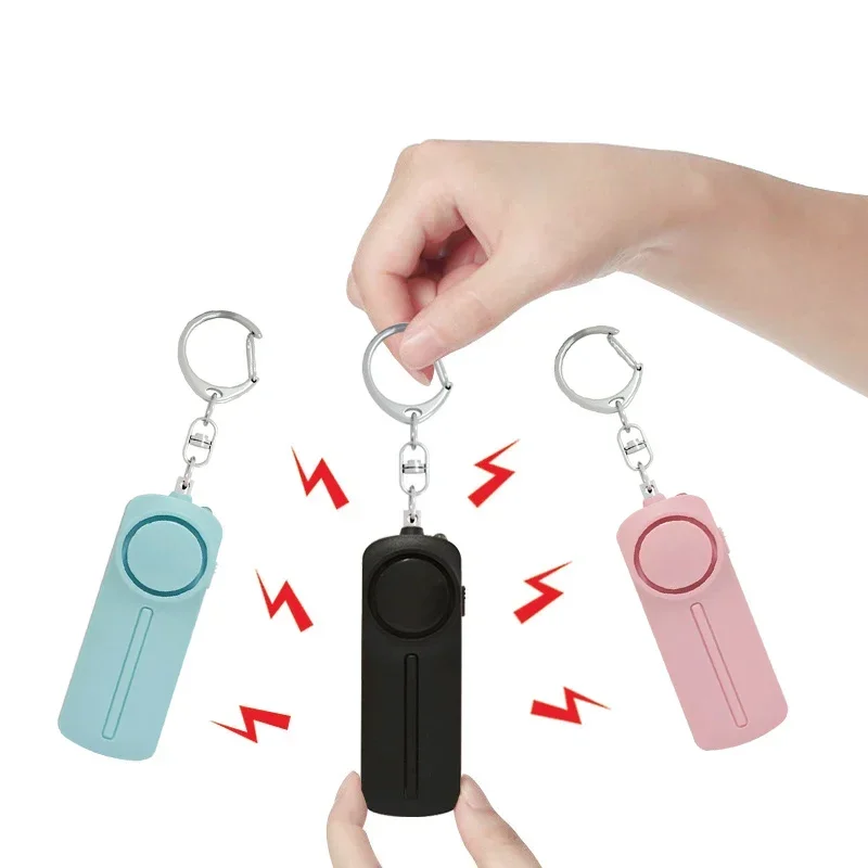 Mini Personal Pull Pin Self-Defense Emergency Security Alarm 130dB Sound Rechargeable Women Elderly Child Safety Supply Keychain