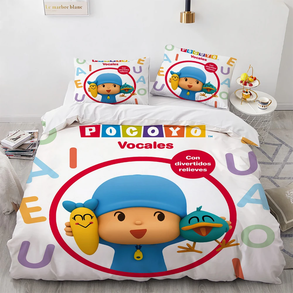 

3D Print P-POCOYOS Kawaii Cartoon Bedding Set,Duvet Cover Bed Set Quilt Cover Pillowcase,King Queen Twin Size Boys Girls Adults