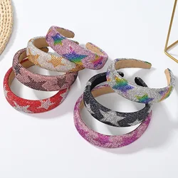 Women Girls Colorful Star Rhinestone Sponge Hairband Headband Adult Hair Accessories Hair Jewley