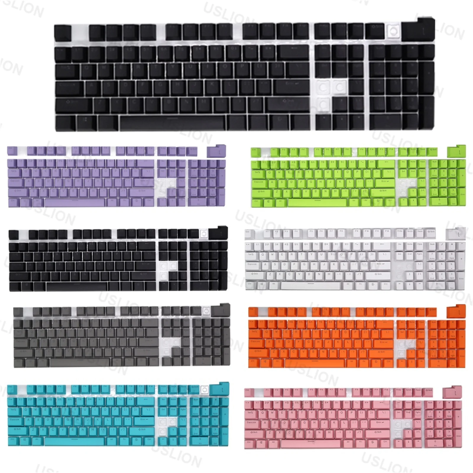 

USLION 125Keys OEM Profile Minimalist Colored Transparent Keycaps Gaming Mechanical Keyboard ABS Replacement Backlit Key Caps