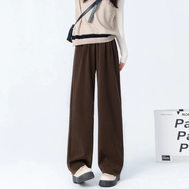 

Широкие брюки с эластичной резинкой и высокой талией, женские весенне-летние переходные влагоотводящие облегающие брюки, милые подростковые дорожные шнурки, простые