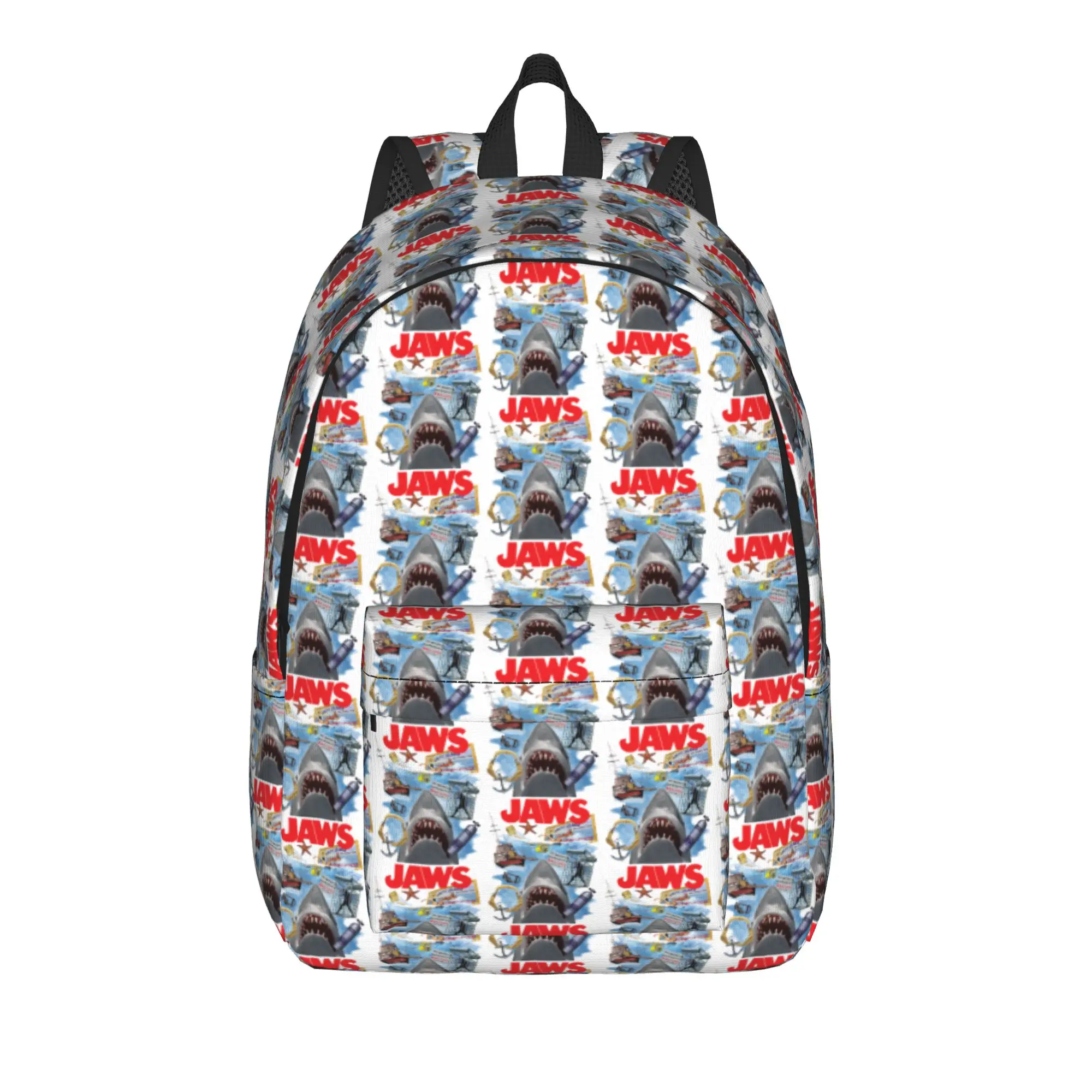 Jaws 50th Anniversary Poster Amity Island Collage Backpack  Cute Backpacks Girl Hiking Big School Bags High Quality Rucksack