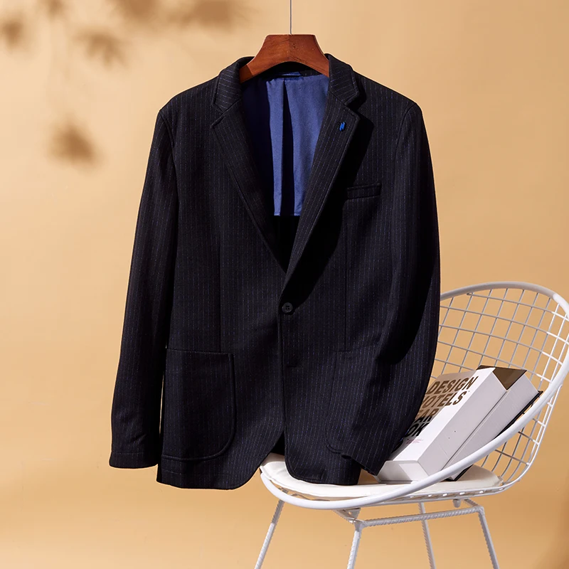 

Comfortable Faionable Men's Spring 2023 Casual Striped Suit Slim Fit Classic Sle Youthful Urban Single Button Coat Jaet