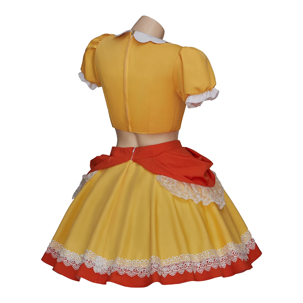 Daisy Cosplay Game Costume Women Sexy Cute Orange Crop Top Skirts Suit Halloween Carnival Party Comic Con Princess Lolita Dress view 5