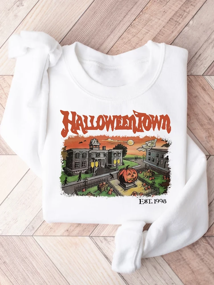 

Women's Vintage Preppy Style Round Neck Sweatshirt Unique Streetwear Halloween Printing Crew Neck Hoodies Sweatshirts