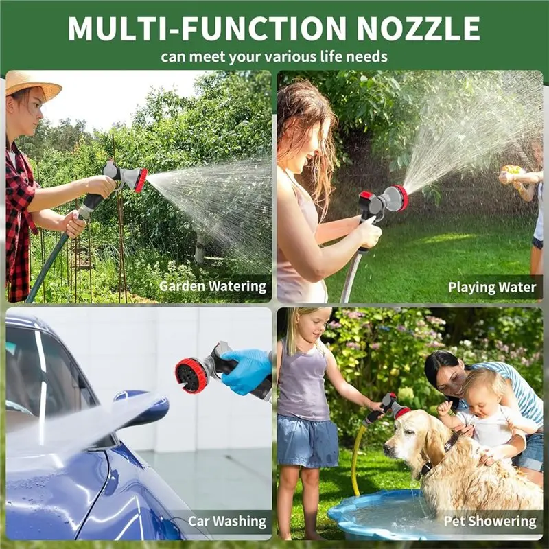 AS94-High Pressure Water Hose Nozzle-Heavy Duty Metal Garden Hose Nozzle, 10 Spray Patterns, Leak-Proof For Plant For Watering