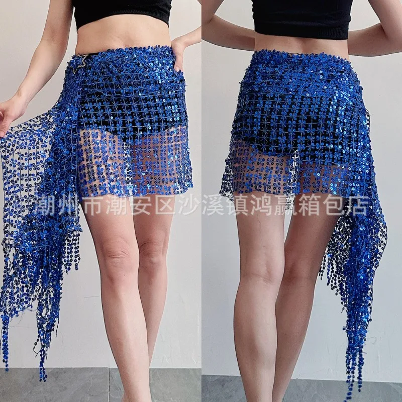 Bufanda de cadera bordada con lentejuelas para danza del vientre personalizada, cadena de cintura, ropa india, cinturón para mujer, 2025