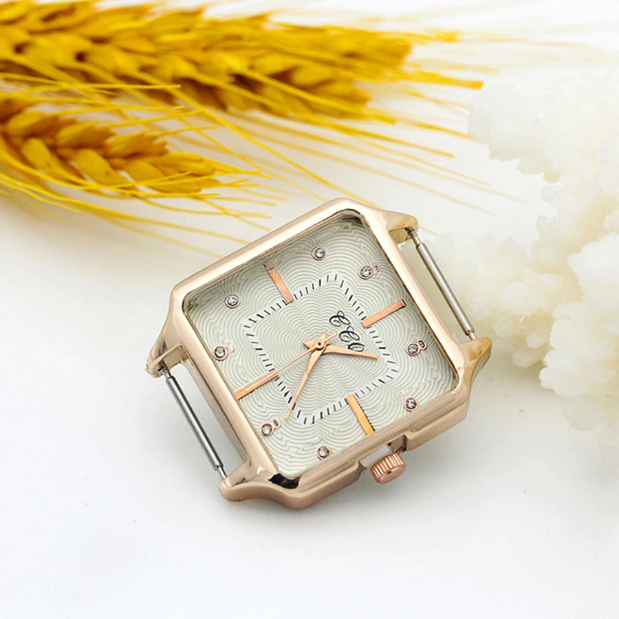 Shsby Diy Personality Square Watch Header New Style Rose Gold Diamond Surface Watch Head  Watch Accessories 16mm