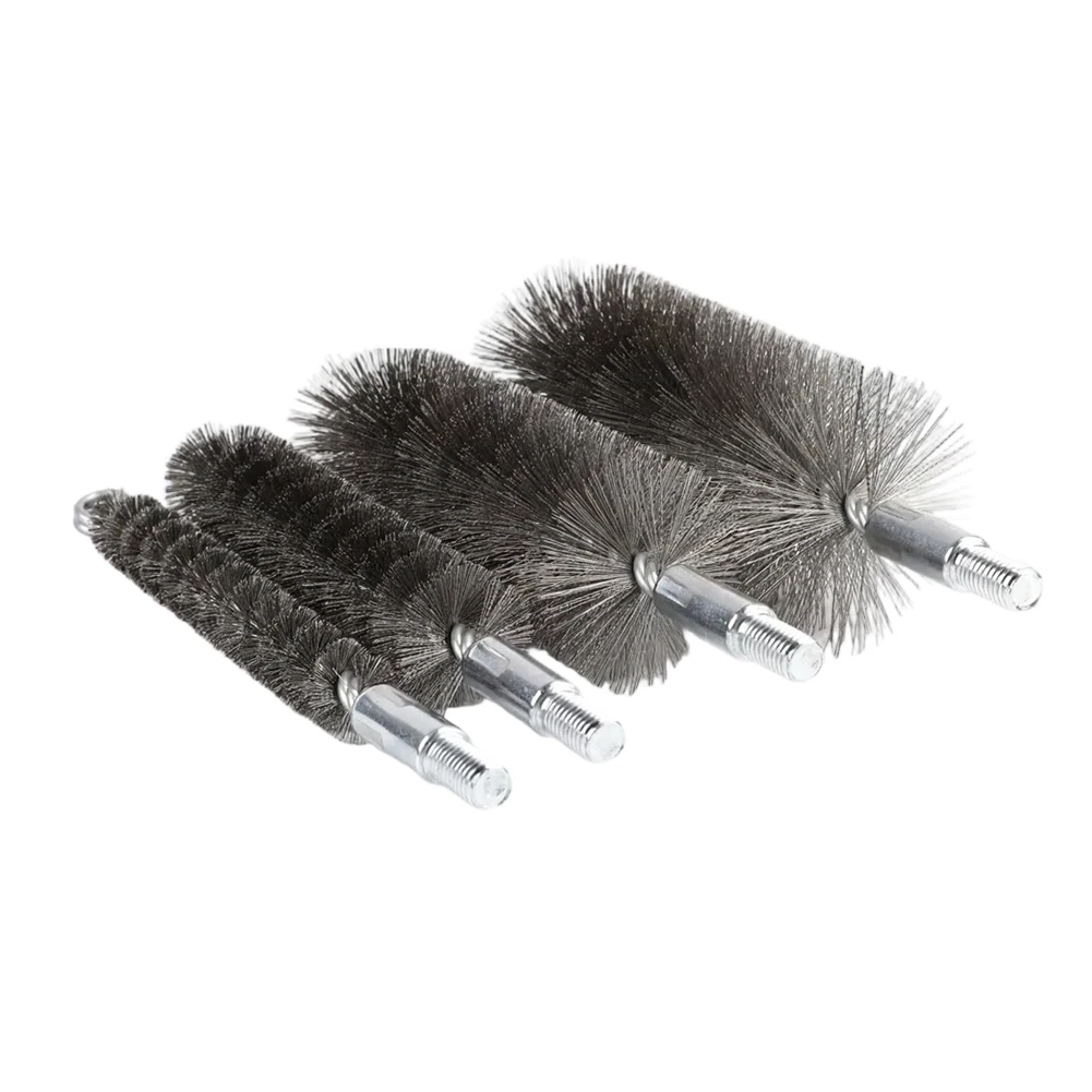 Chimney Brush Set 0.3mm Steel Wire Bristles for Furnace Pipe Cleaning Includes 3/5/8cm and 3/5/8/10cm Variants