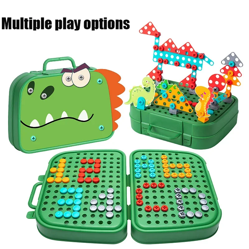 Children DIY Tool Toys Set Electric Drill Screw Nuts Tightening 3D Puzzle Pretend Play Tool Kit Educational Toy Assembly Toolbox