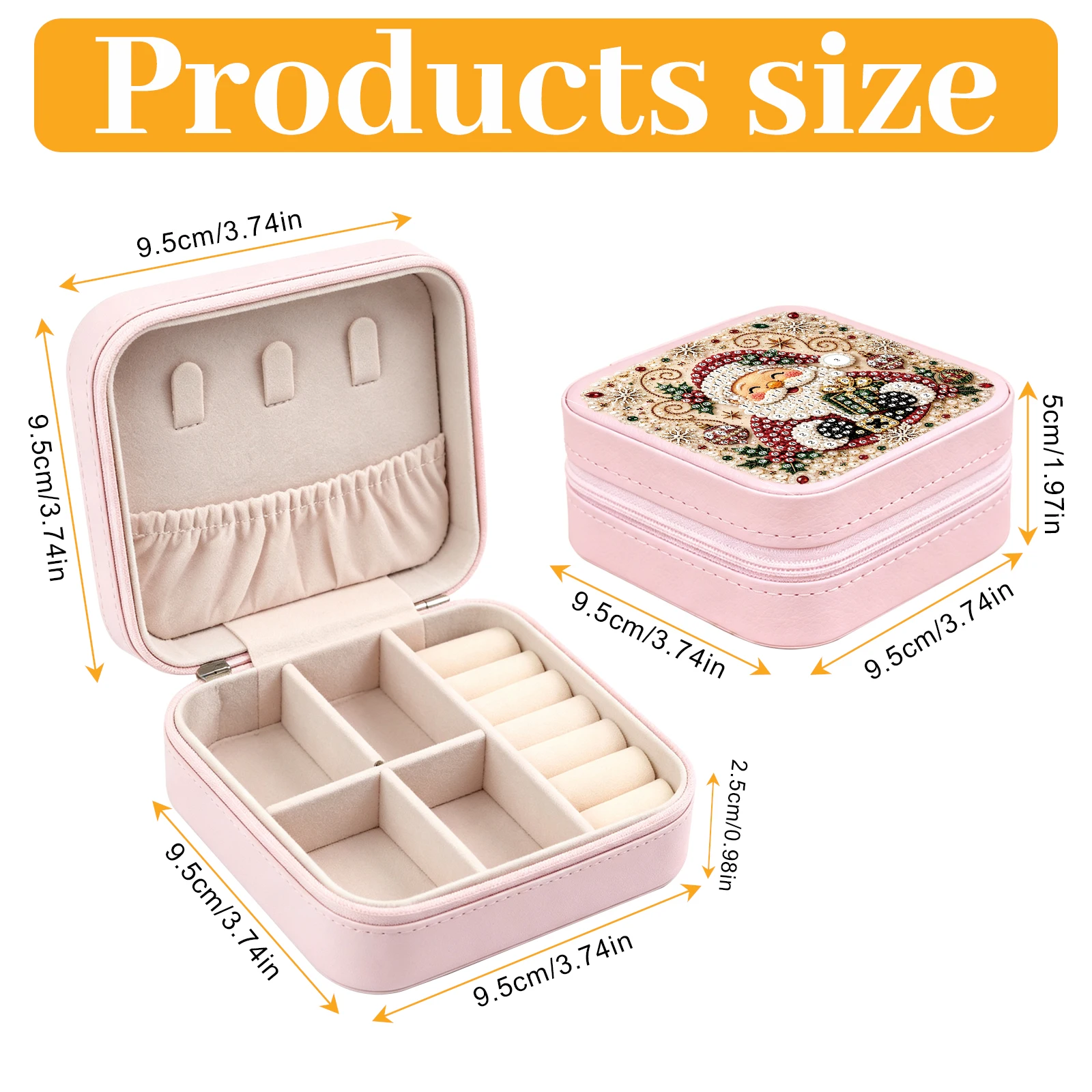 Diamond Painting Jewelry Organizer Box kits,Santa Claus DIY Jewelry Box for Adults, Portable Jewelry storage Case Christmas Gift