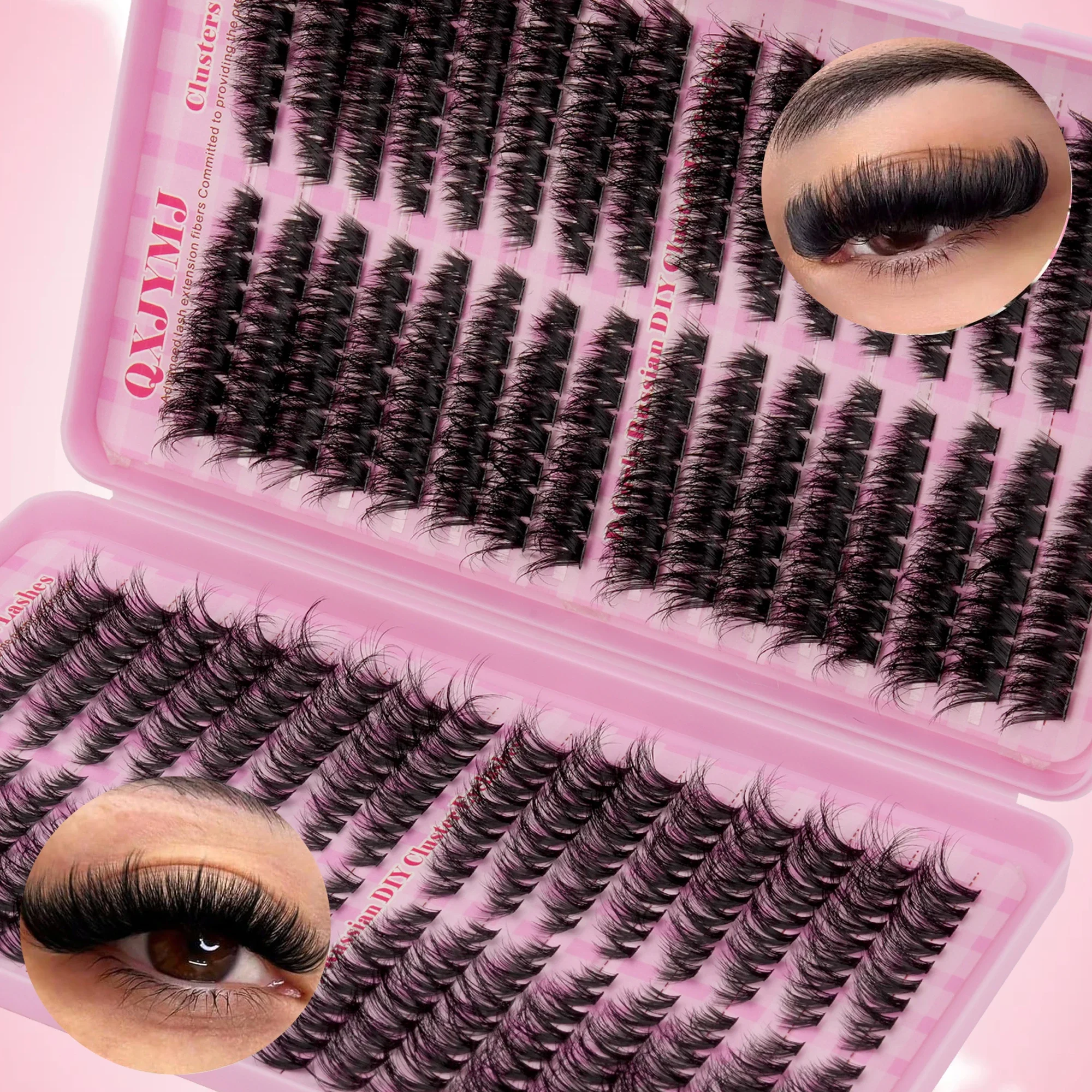 2 Boxes DIY Cluster Individual Lashes X60+X100 D Curl Russian Faux Mink Reusable False Eyelashes Home & Salon Use