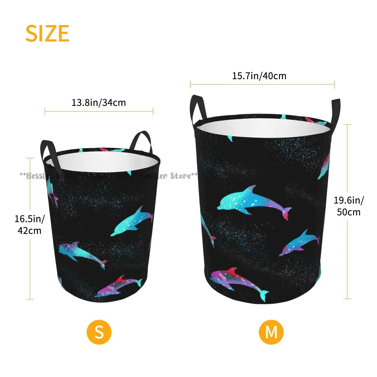 Foldable Laundry Basket for Dirty Clothes Dolphin Silhouette Storage Hamper