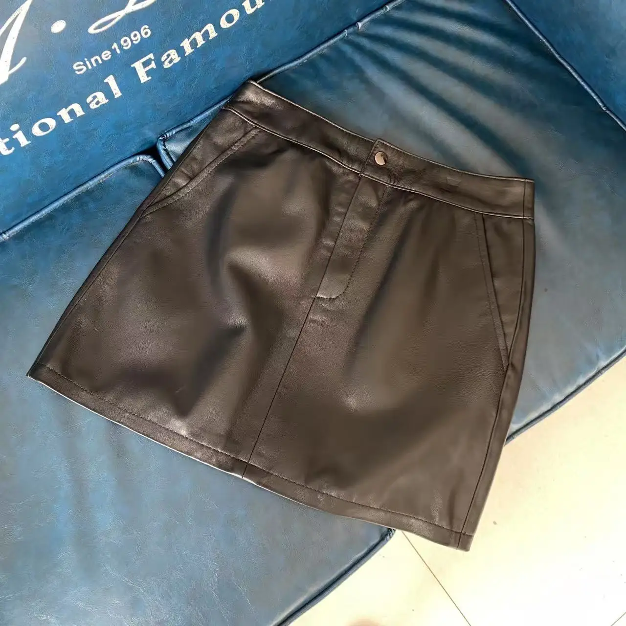 

Slimming High Waist A-Line Skirt Real Leather eepskin Women's Faionable Versatile f-length Skirt Busin Commute