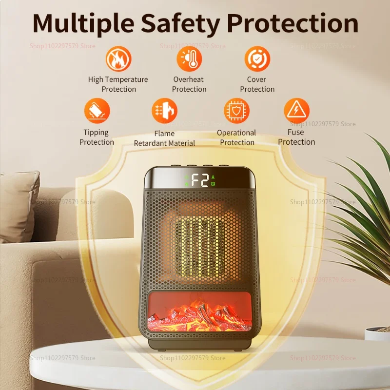 Calentador de espacio para chimenea simulado 3D portátil, calentador de manos, calentamiento rápido, silencioso, eficiente en energía, escritorio de baja potencia, uso doméstico en interiores