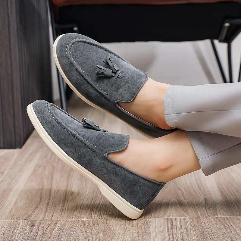 

Fashion Suede Men Casual Shoes Luxury Brand Comfortable Driving Shoes Breathable Leather Mens Loafers Slip on Male Driving Shoes