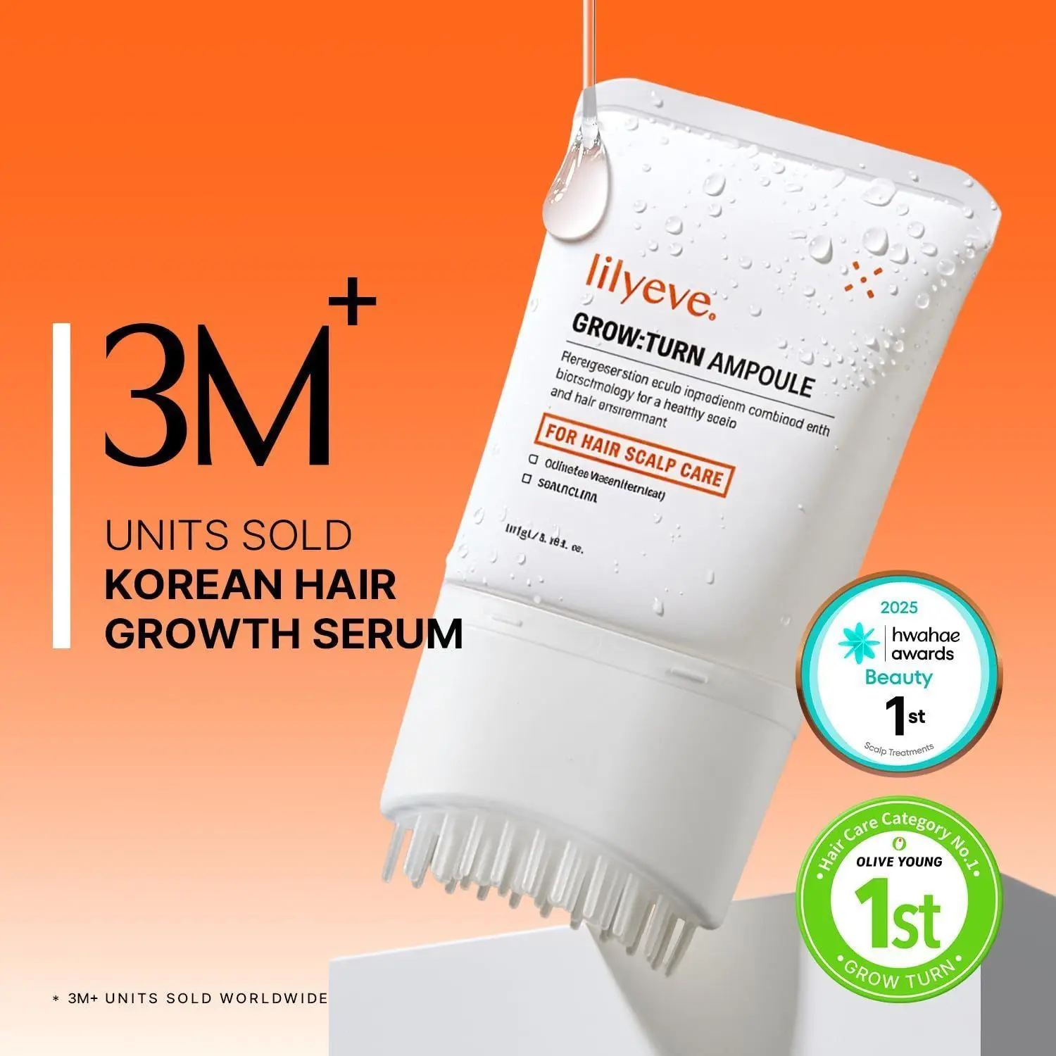 Lilyeve 100ml Hair Thicken Exosome Comb Ampoule,Grow&Turn Scalp Repair Hair Regrowth Biotin Serum,Hair Follicle Nourishing Serum