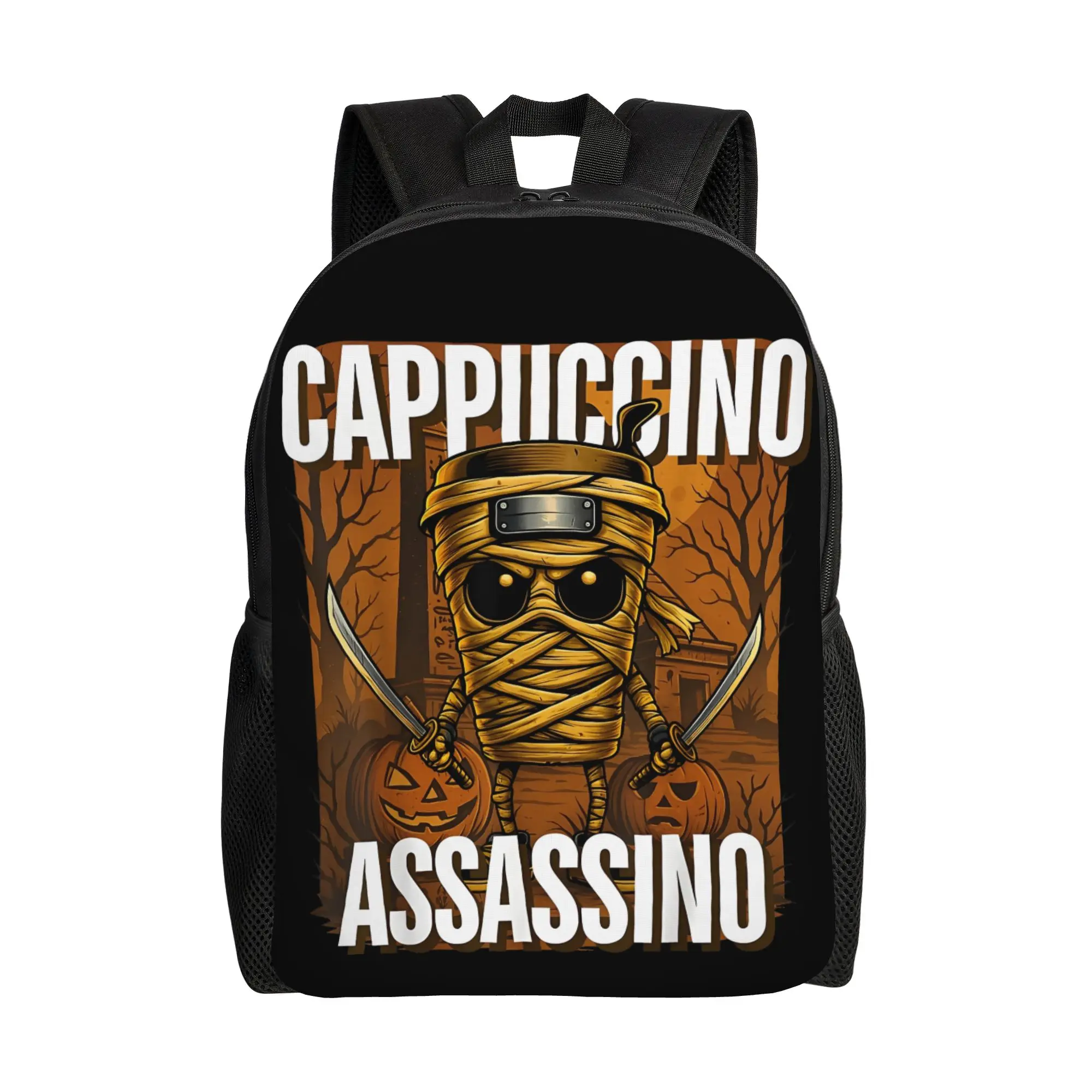 

Рюкзак Cappuccino Assassino Mummy Summerween Italian Brainrot Meme для старшей школы, дорожный, городской, для ноутбука, легкий, на плечо