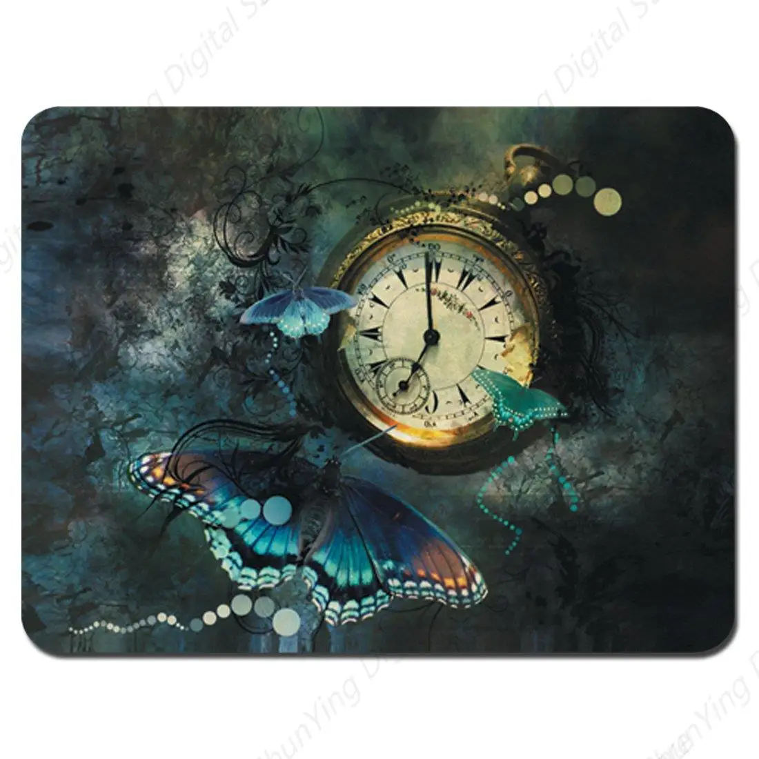 

Clock Butterfly Pattern Gaming Mouse Pad Non Slip Rubber Base Perfect For Laptop And Office Use Mouse Pad 25*30cm