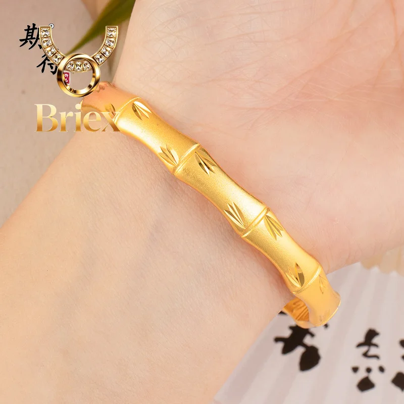 Briex Jewelry Luxury 24K 9999 Pure Gold real gold Women's Bamboo Bracelet High-rise Bracelet