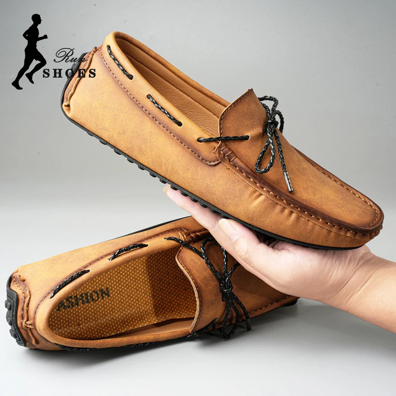 

Spring Autumn Men's Shoes Soft Cow Leather Outdoor Comfort Casual Loafers Brand Slip-on Warm Winter Shoes For Man Plus Size 46