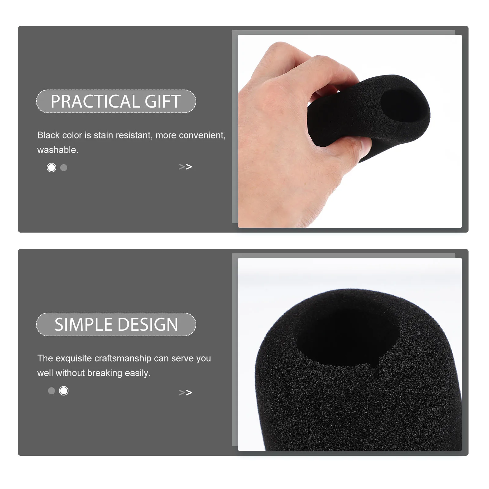 

10pcs Microphone Washable Windproof Black Lightweight Stage Mic Stage Microphone Cover Windscreen Foam Accessory Supply