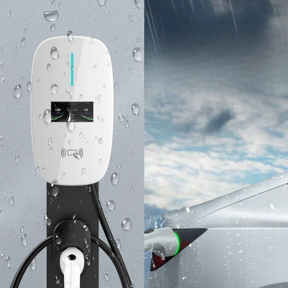 Dual plug electric vehicle charging station AC 14kW electric vehicle charger