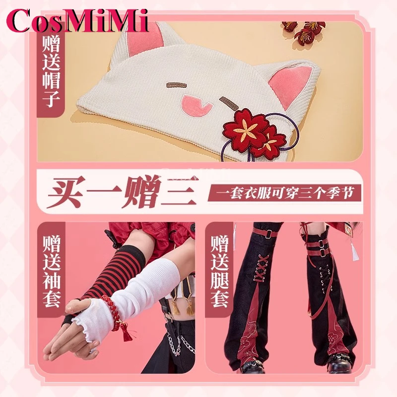 CosMiMi Hu Tao Cosplay gra Genshin Impact kostium produkt pochodny fajny piękny kombinezon codzienny strój rekreacyjny modna odzież