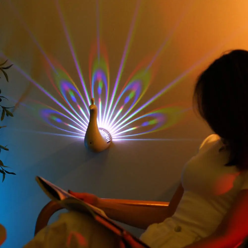 

Peacock Galaxy Projector Lamp Remote Control 9 Modes Colorful Night Light Wall Mounted Atmosphere Lamp Bedroom Christmas Gift