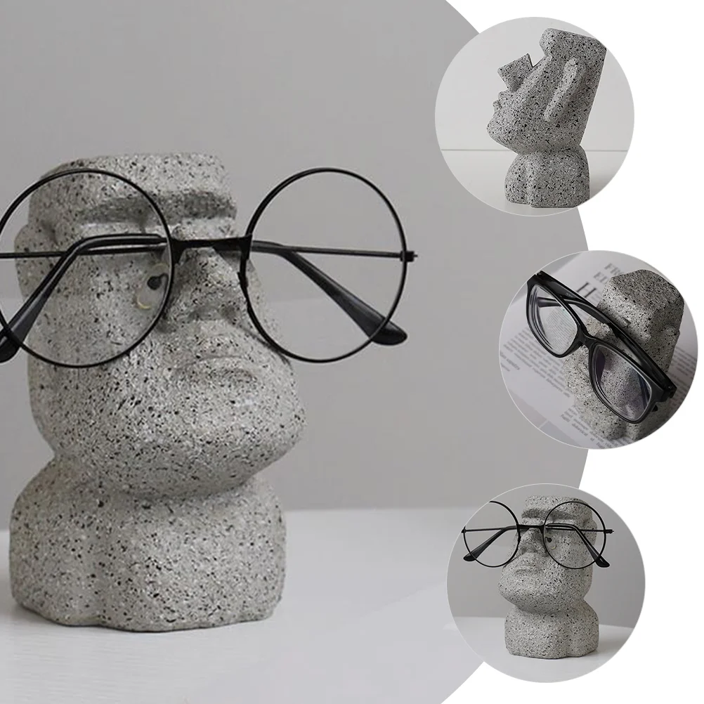 Eyeglass Holder Decoration Moai Statue Gothic Skull Glasses Desk Figure Grey Gift