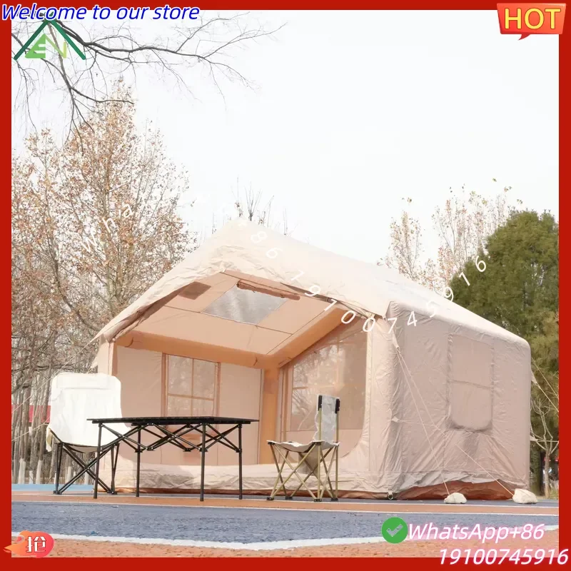 2026 Aesthetic Waterproof Double Layer Oxford Cloth Four-Season Air Tent 7.5sqm Inflatable Glamping Cabin One Bedroom