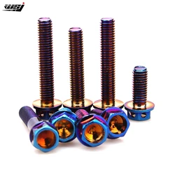 10Pcs M6 M8 Motorcycle Disc Brake Bolt Bolts Burned Blue Color Hexagon Flange Head Screws Motor Fastener