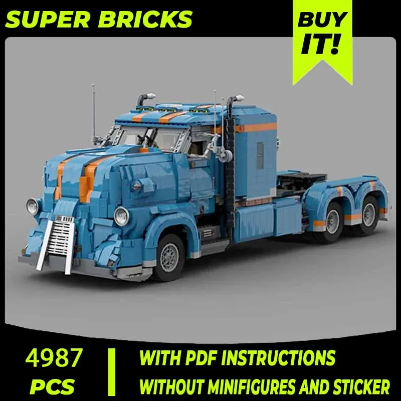 Moc Building Bricks City Trailer Model Strong Brawn Truck Technology Modular Blocks Gifts Toys For Children DIY Sets Assembly