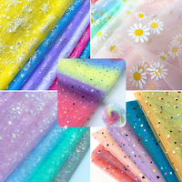 150cm x 90cm Tulle Fabric Daisy Flower Star Love Snowflake Mesh For DIY Ceremonial Dress Bridal Wedding Dress Party Decoration