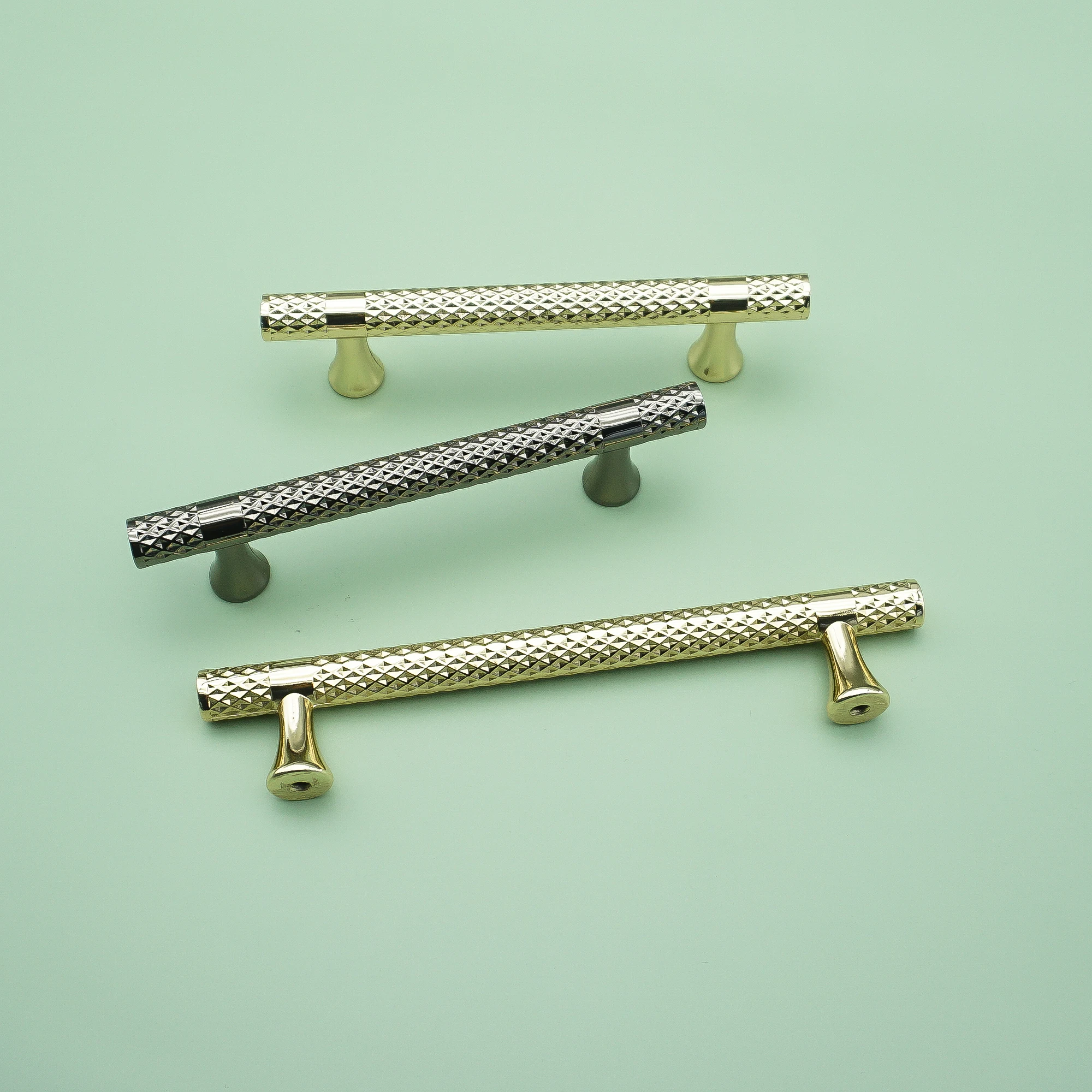 Elegant Polished Gold Cabinet Handles Black Wardrobe Pulls Gird knurled Drawer Knobs Cupboard Door Handle Kitchen Accessories